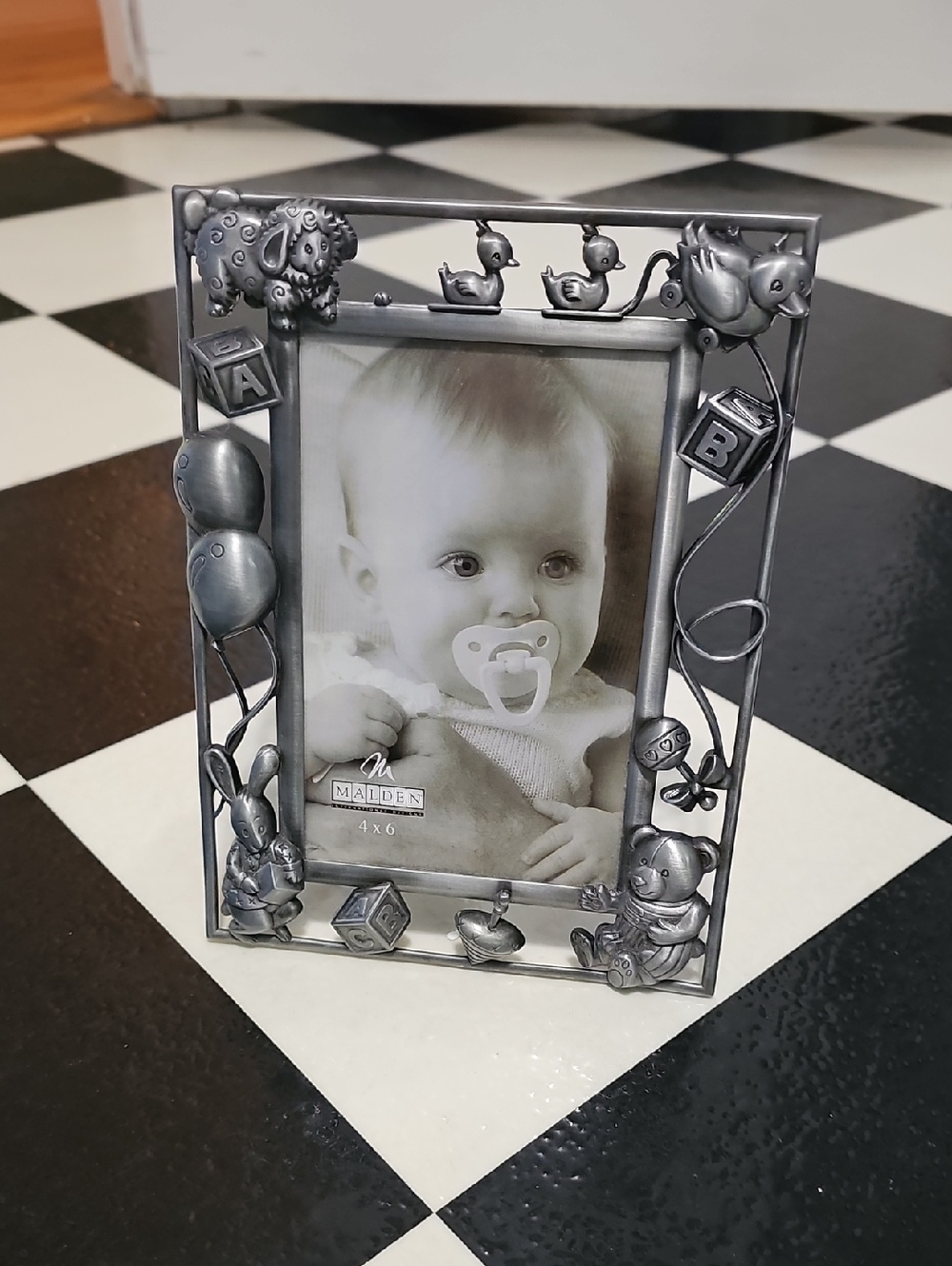 New Malden Silver Baby Themed Photo Frame - Silver 4x6 Baby Gift Nursery